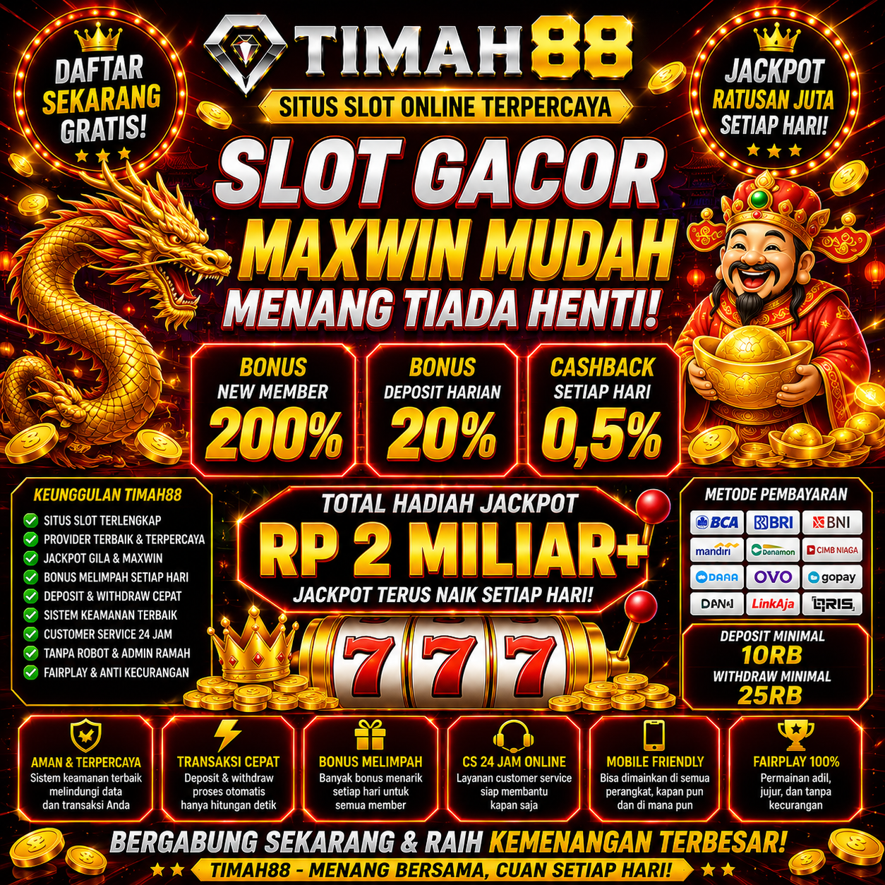 TIMAH88 Slot Online Terpercaya dengan Bonus Melimpah