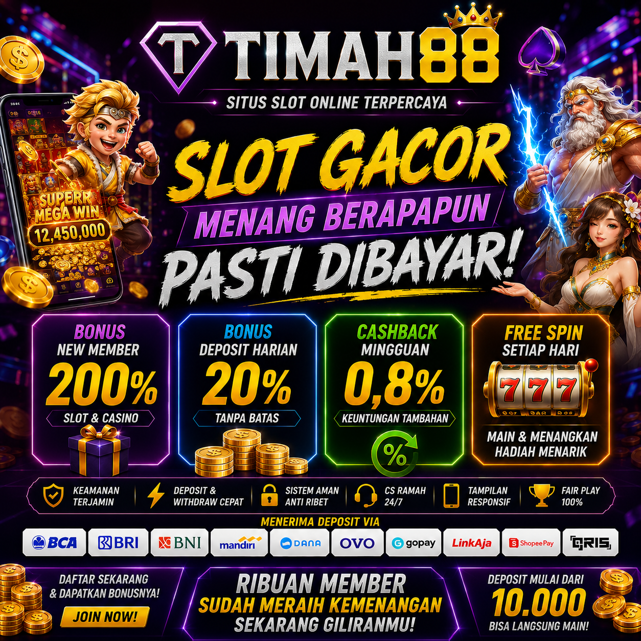 TIMAH88 Slot Gacor Favorit dengan Bonus Melimpah dan Fitur Lengkap