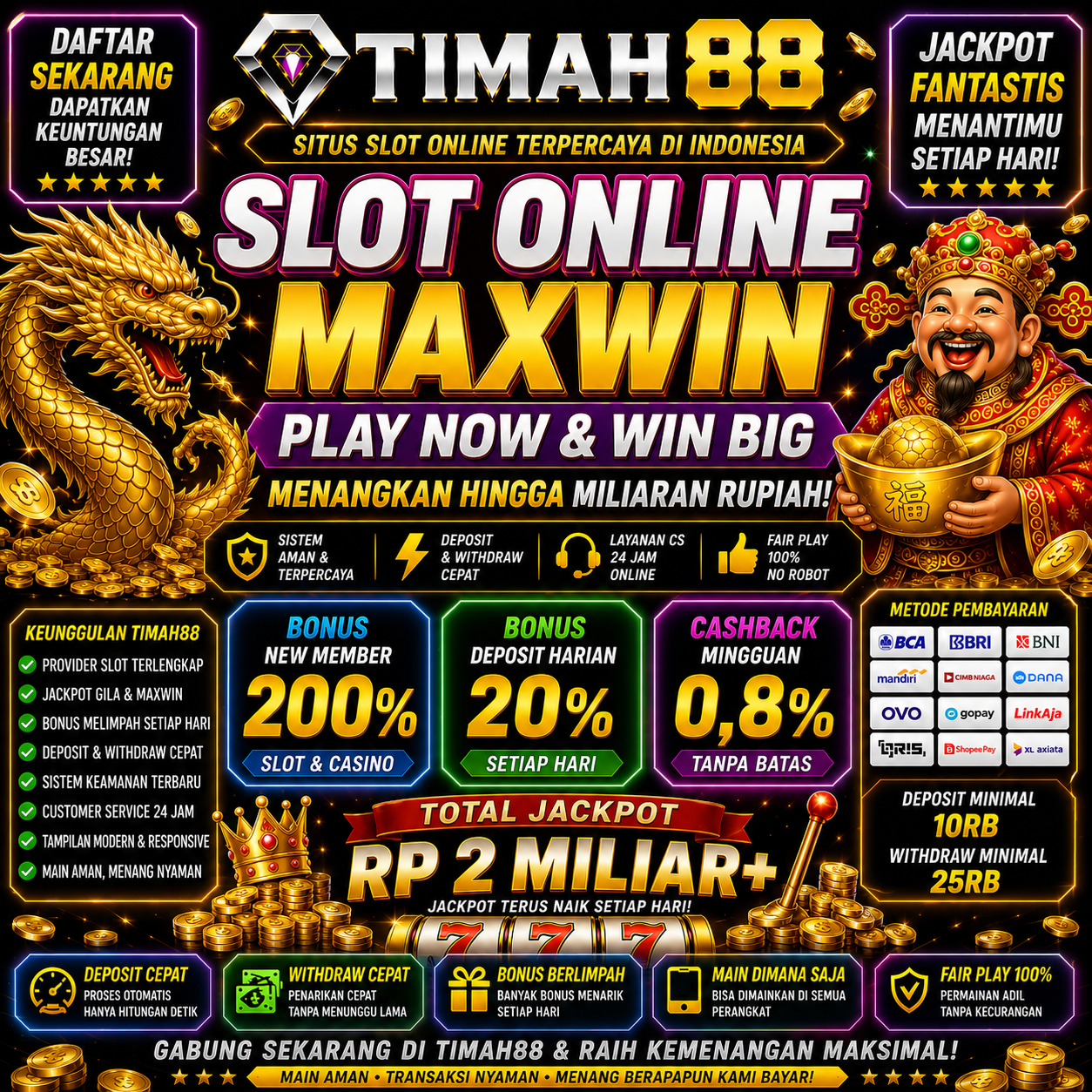 TIMAH88 Slot Maxwin dengan Bonus New Member 200% dan Jackpot Besar