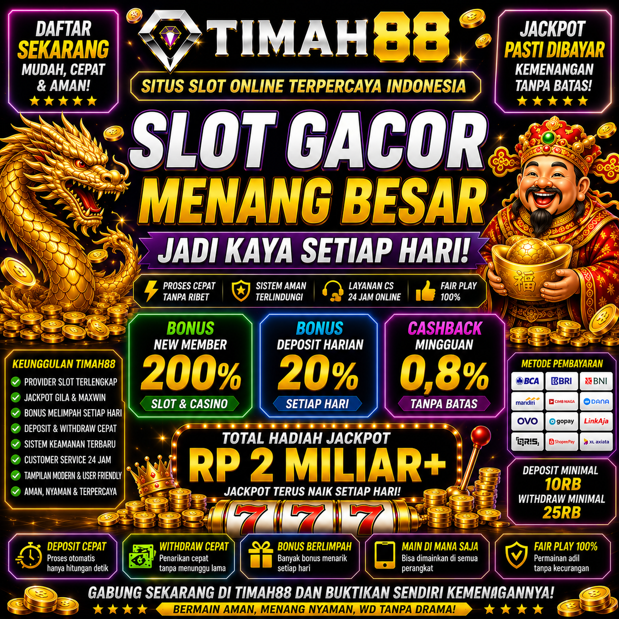 TIMAH88 Slot Gacor dengan Bonus New Member 200%