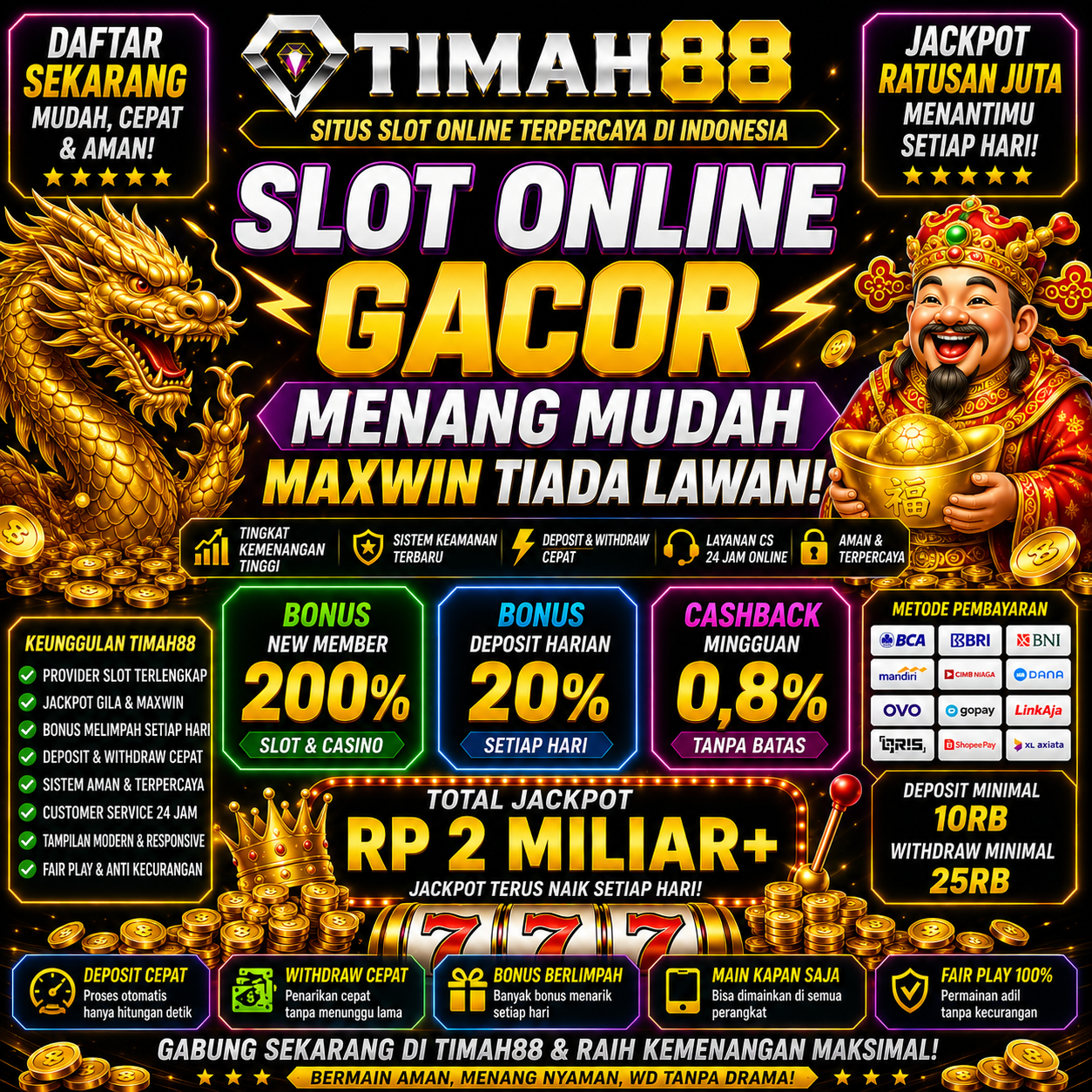 TIMAH88 Slot Favorit Terpercaya dengan Bonus Melimpah