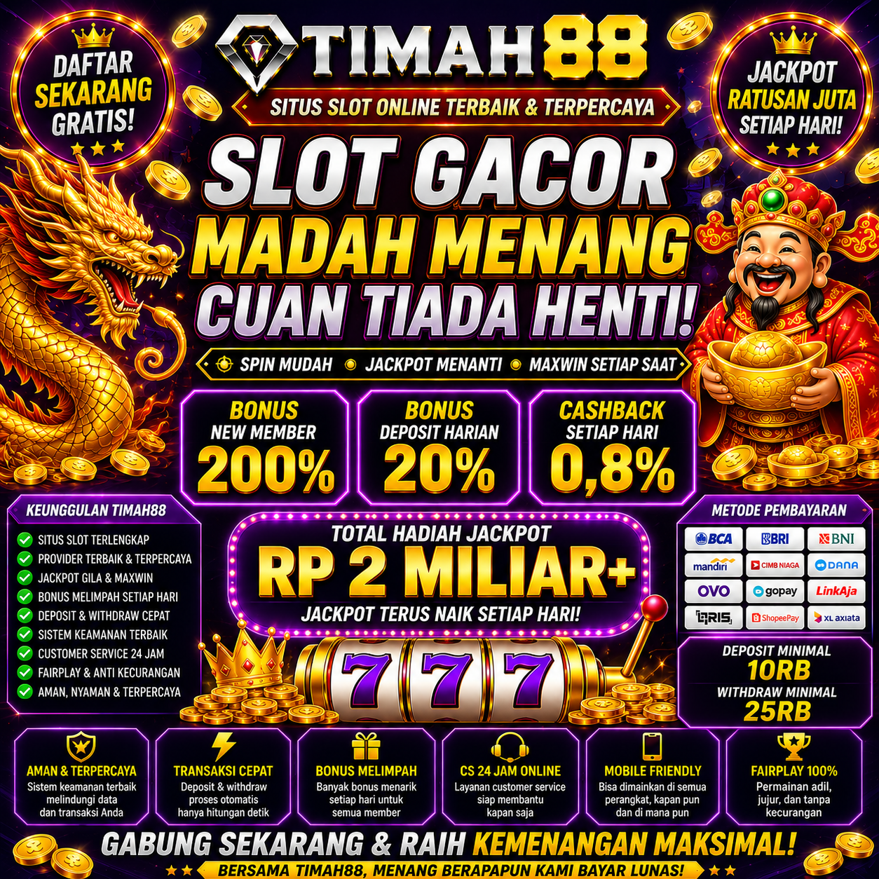 TIMAH88 Slot Terpercaya dengan Bonus Melimpah dan Permainan Lengkap
